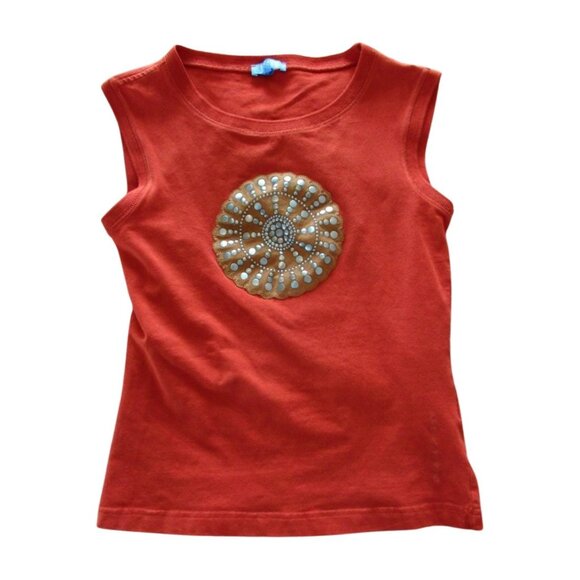 Escada Sport Rust Short Sleeve Tshirt Top W. Front Design - Picture 3 of 6